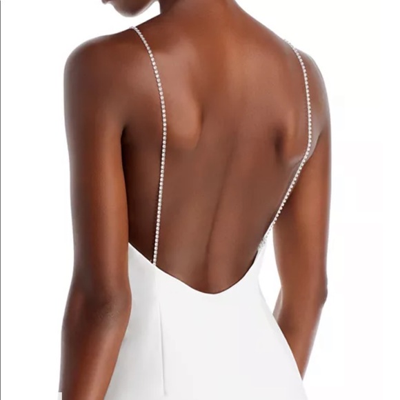 Bloomingdale’s White Satin Cowl Neck Dress with Rhinestone Straps - Bachelorette - Picture 8 of 12